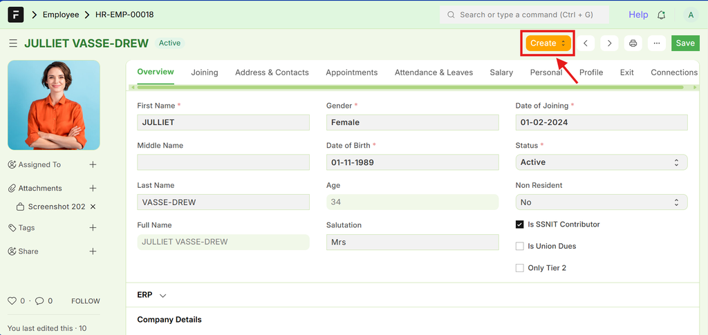 New Create Button in Employee Document - Cover Image